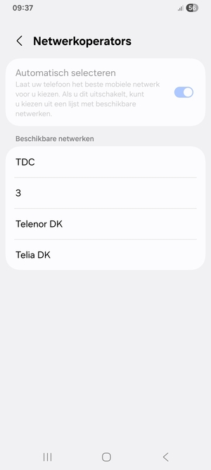 Selecteer een netwerkoperator uit de lijst