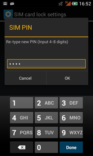 Confirm your new SIM PIN and select OK
