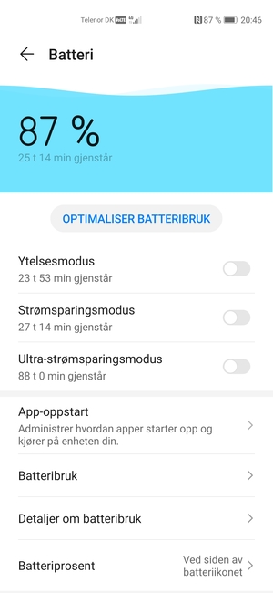 Slå på Strømsparingsmodus