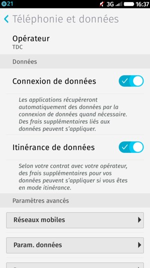 Activer ou désactiver Itinérance de données