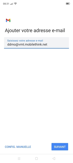 Saisissez votre adresse e-mail et sélectionnez SUIVANT