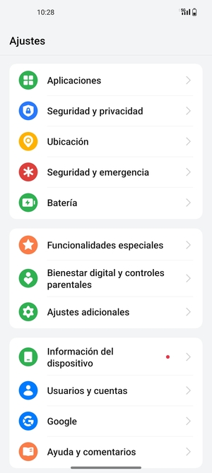 Desplácese y seleccione Seguridad y privacidad