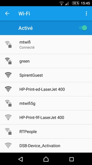 Vous êtes maintenant connecté au réseau Wi-Fi