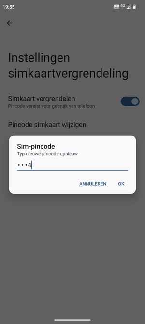 Bevestig uw nieuwe sim-pincode en selecteer OK