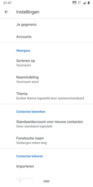 Scroll naar en selecteer Importeren