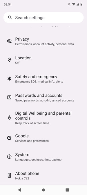 Scroll to and select System