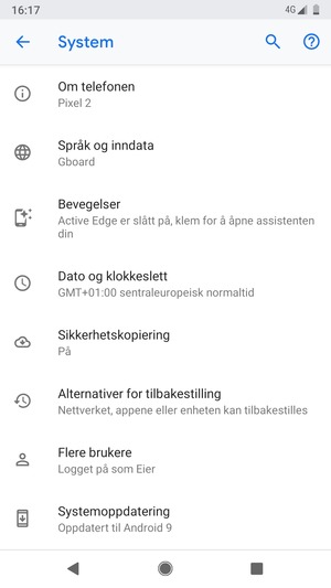 Velg Systemoppdatering
