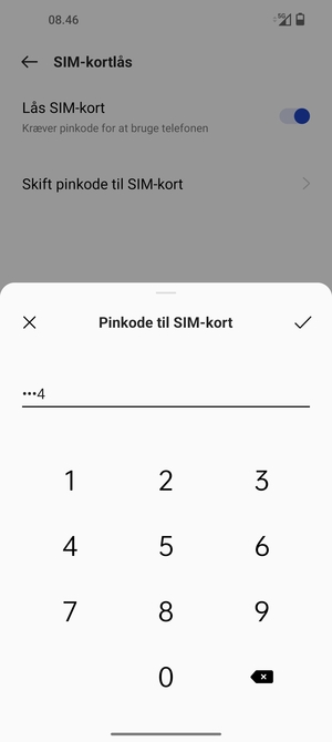 Indtast din Nuværende pinkode til SIM-kort og vælg OK