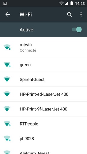 Vous êtes maintenant connecté au réseau Wi-Fi