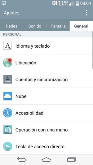 Seleccione Cuentas y sincronización