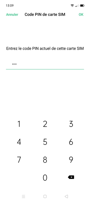 Saisissez Code PIN actuel de cette carte SIM et sélectionnez OK