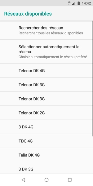 Sélectionnez un opérateur réseau dans la liste