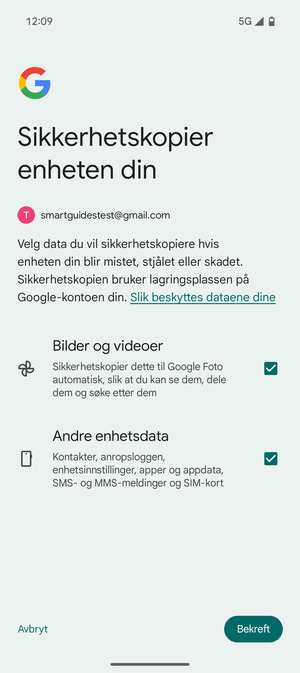 Velg ønsket alternativ og velg Bekreft