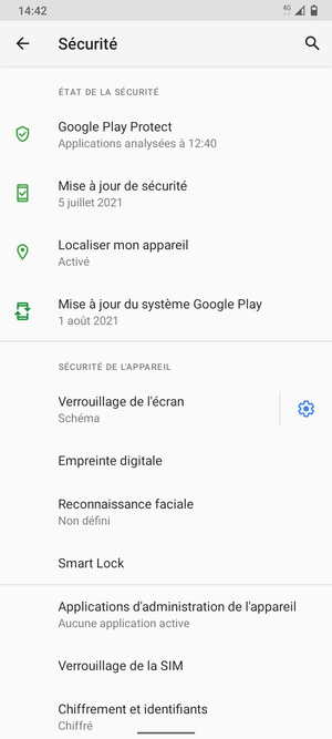 Sélectionnez Verrouillage de la carte SIM