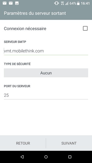 Décochez la case Connexion nécessaire et sélectionnez SUIVANT