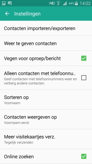 Selecteer Contacten importeren/exporteren