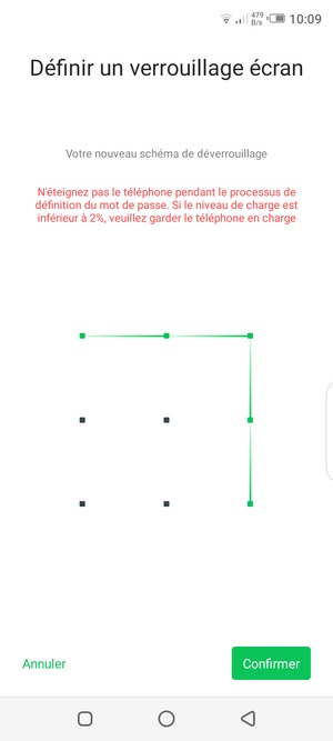 Dessinez de nouveau le schéma de déverrouillage et sélectionnez Confirmer