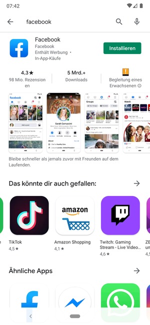 Wählen Sie die App