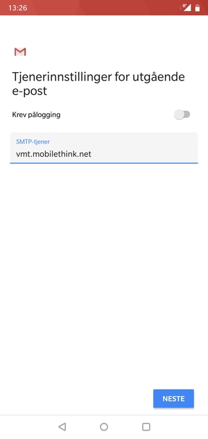 Slå av Krev pålogging og velg NESTE