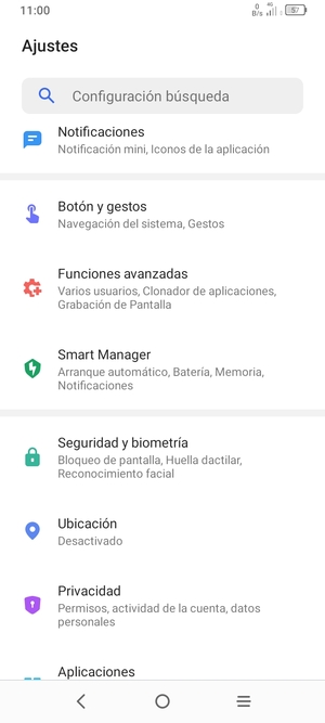 Desplácese y seleccione Seguridad y biometría