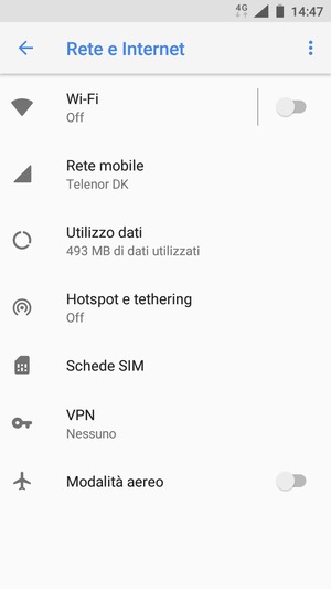 Seleziona Rete mobile
