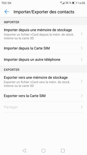 Sélectionnez Importer depuis la Carte SIM