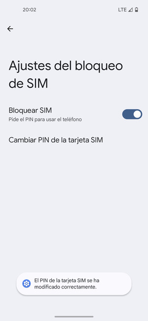 Su PIN de la tarjeta SIM ha sido cambiado