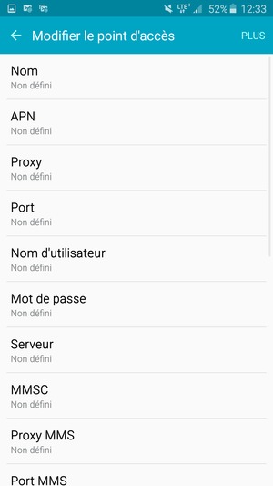 Saisissez les informations Internet