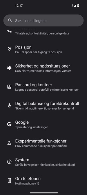 Bla til og velg System