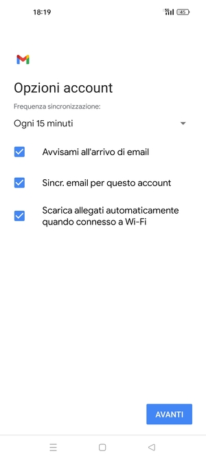 Seleziona AVANTI