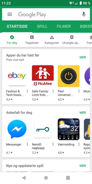 Velg søkefelt