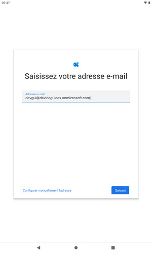 Saisissez votre adresse e-mail et sélectionnez Configurer manuellement l'adresse