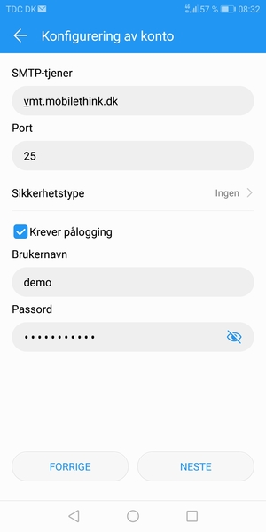Skriv inn utgående serveradresse