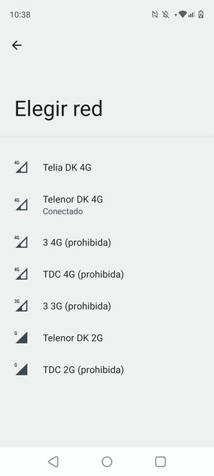 Seleccione un operador de red de la lista
