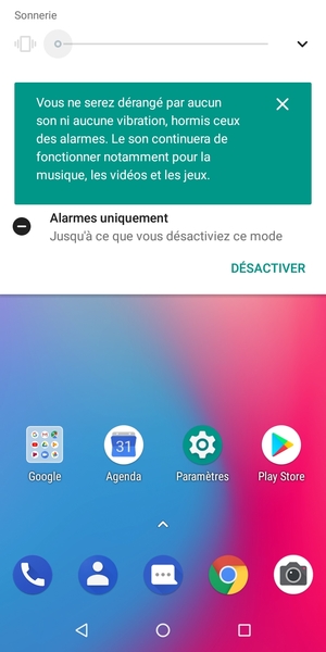 Appuyez une fois de plus pour passer en mode silencieux
