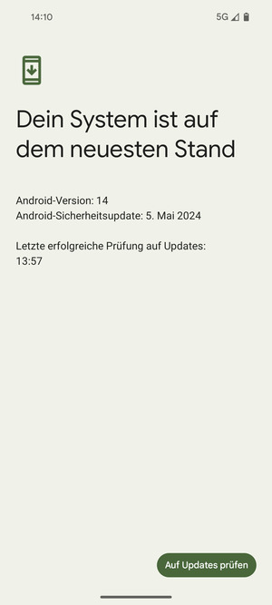 Falls Ihr Handy aktualisiert ist, wird Ihnen der folgende Bildschirm angezeigt