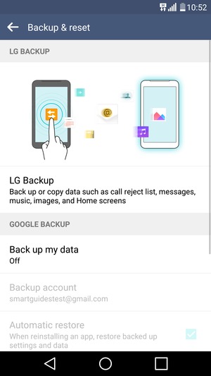 Select Back up my data