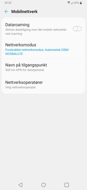 For å bytte nettverk hvis det oppstår nettverksproblemer, velg Nettverksoperatører