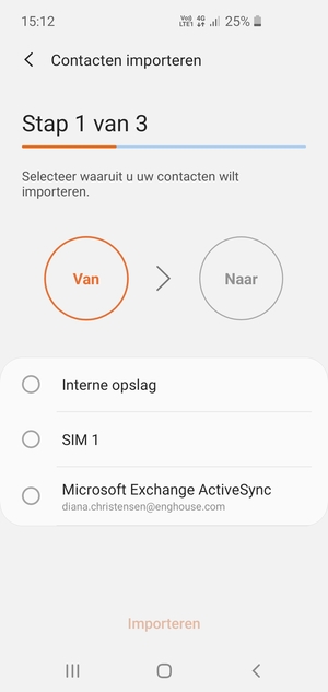 Selecteer SIM 1 of SIM 2