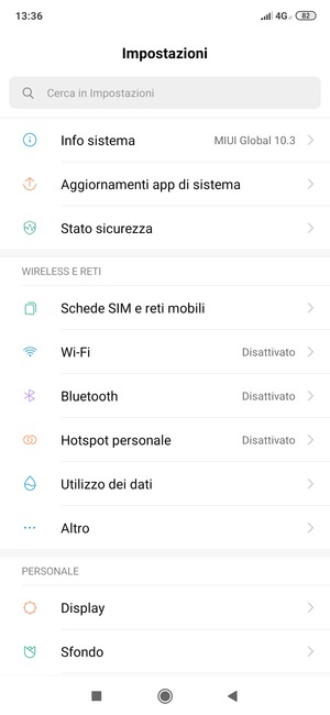 Seleziona Info sistema