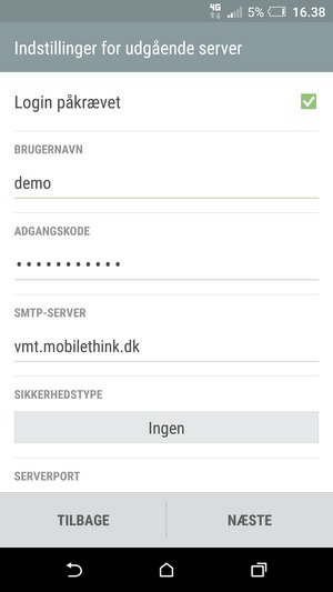 Indtast udgående serveradresse
