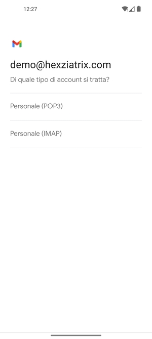 Seleziona Personale (POP3) o Personale (IMAP)