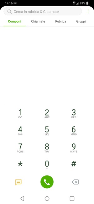 Premi e tieni premuto il numero 1