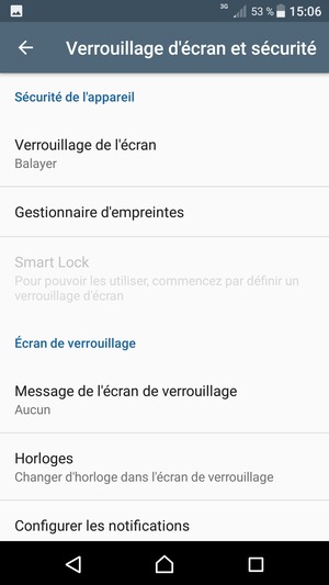 Sélectionnez Verrouillage de l'ecran