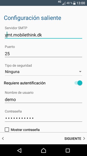 Introduzca la dirección de servidor saliente