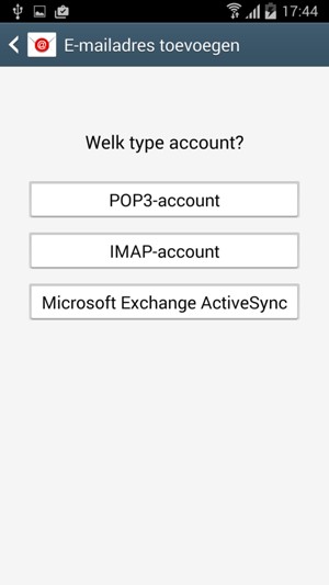 Selecteer POP3-account of IMAP-account