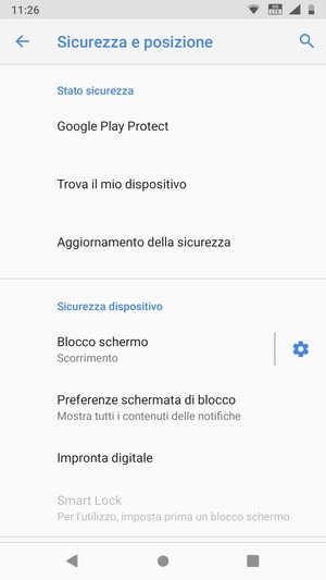 Per attivare il blocco dello schermo, vai al menu Sicurezza e posizione e seleziona Blocco schermo