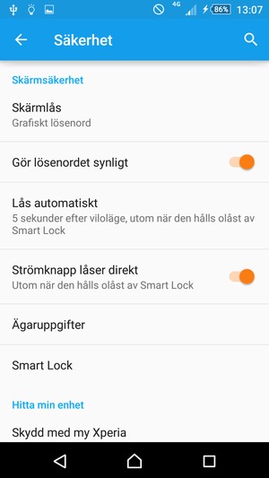 Välj Skärmlås