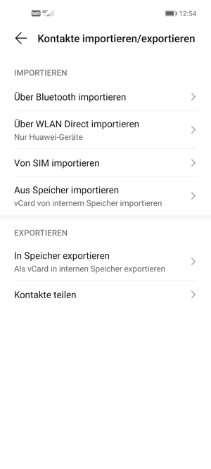 Wählen Sie Von SIM importieren