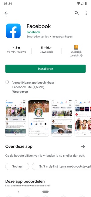 Selecteer Installeren